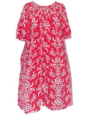 James Red and White Button Front‎ Dress Sz M